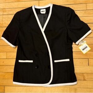 NOS Vintage 80s Leslie Fay Double Breasted Short Sleeve Blazer Shoulder Pads 14P